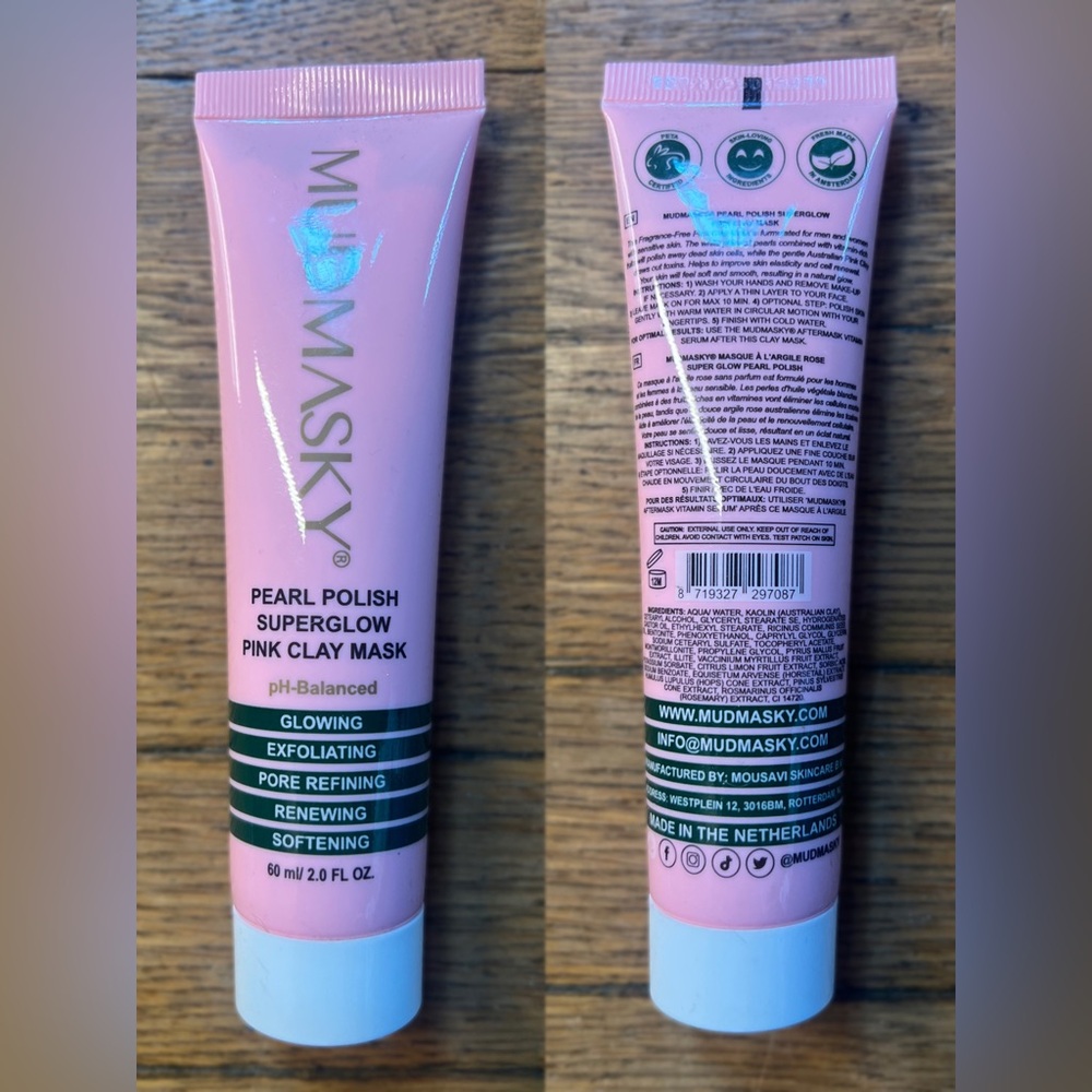 MUDMASKY Pearl Polish Superglow Pink Clay Mask